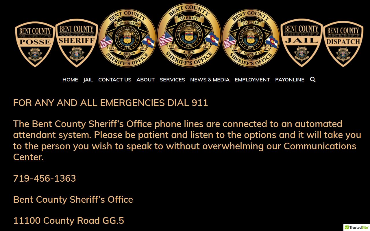 Bent County Sheriff's Office warrant contact route